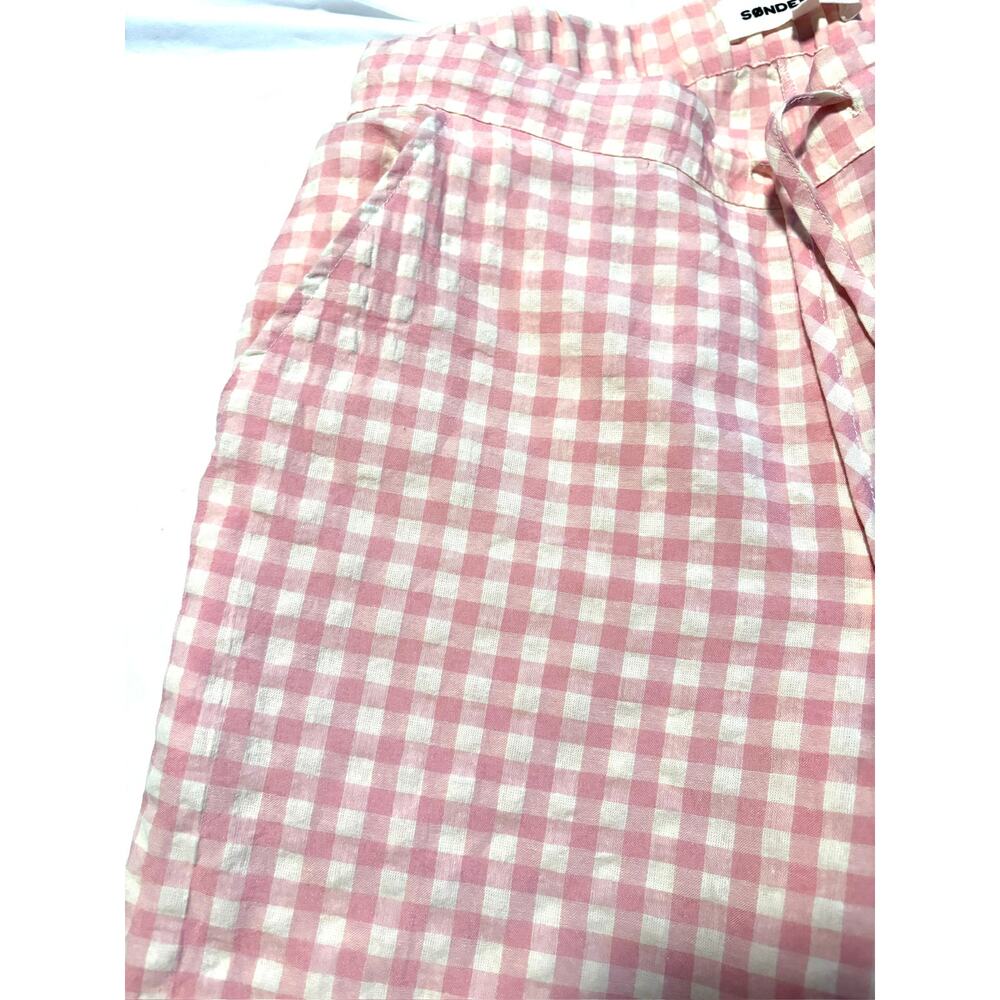 Charming Sonderhaus Peach & Cream Gingham Cotton Pants 100% Cotton XS - Picture 2 of 5